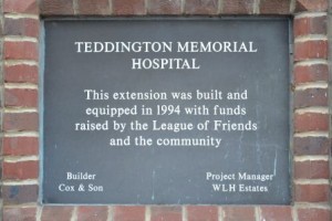 Teddington Memorial Hospital League of Friends Plaque